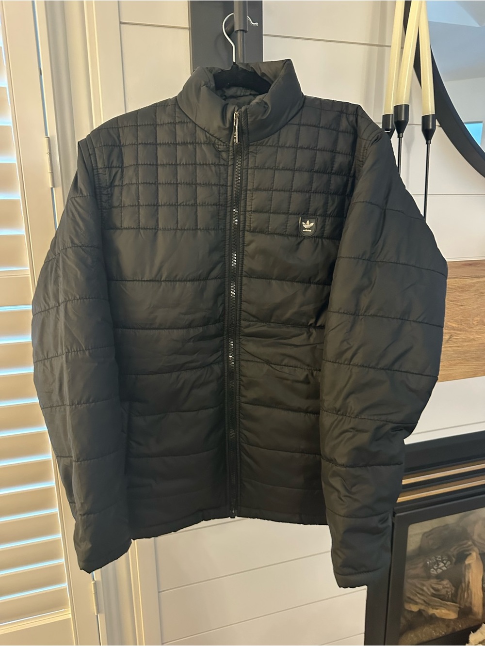 adidas Black Quilted Puffer Jacket with Trefoil Logo